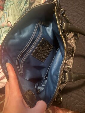 Coach Small Black Shoulder Bag with Blue Lining